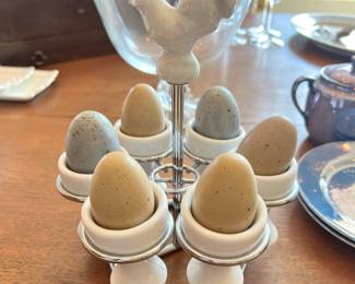 Ceramic Egg Cups with Stand