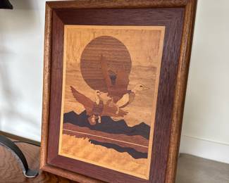 Marquetry Wood Inlaid Duck Artwork