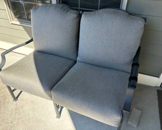 Outdoor Patio Love Seat with Gray Cushions
