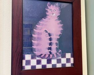 Framed Folk Art Print of Cat