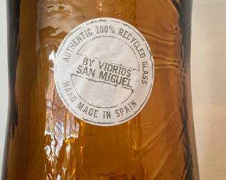 100% Recycled Amber Glass Large Vase Made by Vidrios San Miguel - Made in Spain