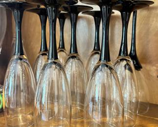 Set of 9 Black Stemmed Champagne Glasses