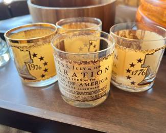 Set of 4 Bicentennial Low Ball Glasses 