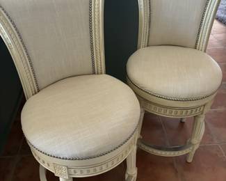 Pair of Cream Manchester Swivel Counter Height Bar Stools