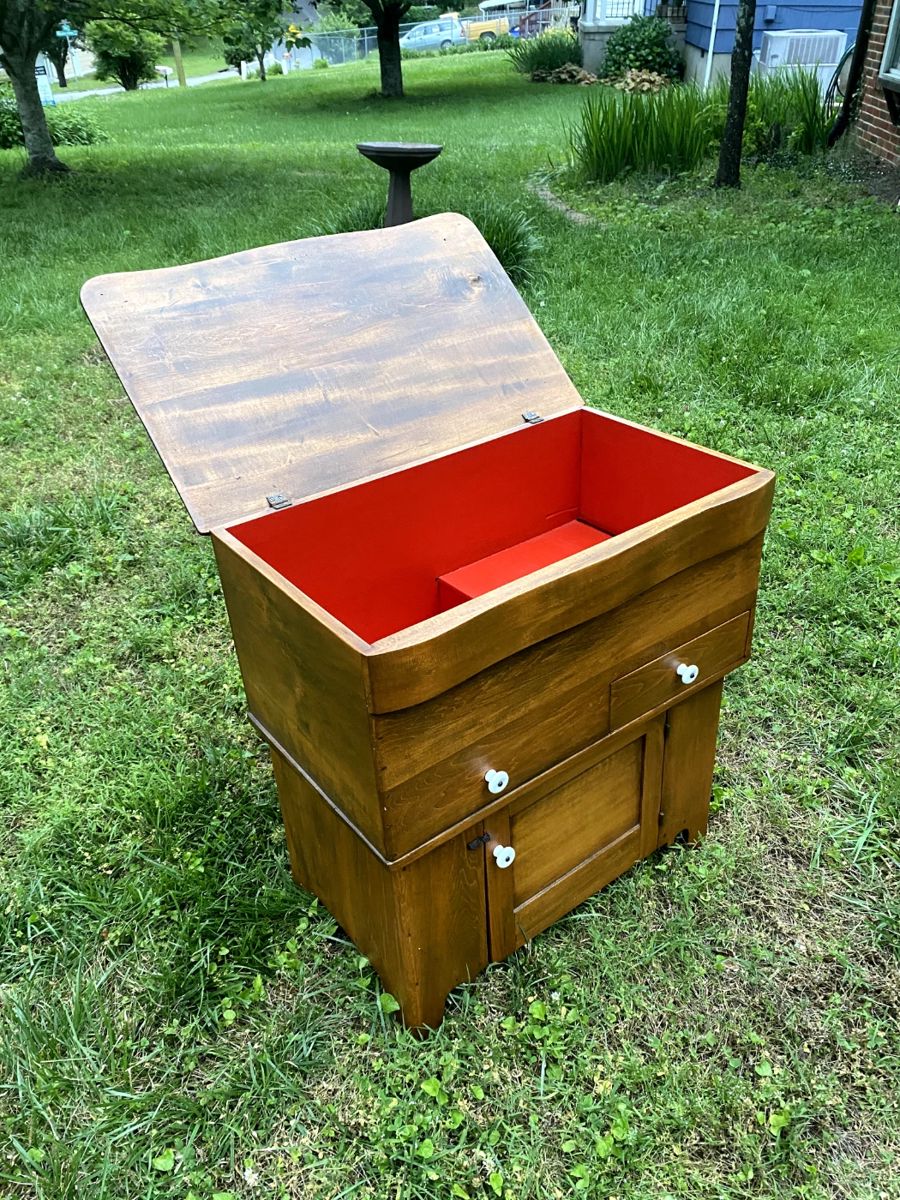 Vintage solid wood record player cabinet