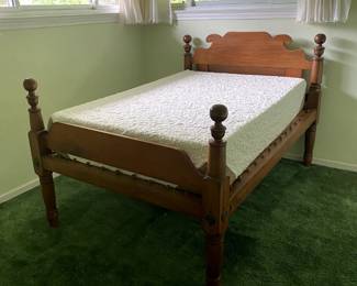 Solid wood antique bed frame (used-like-new mattress optional)