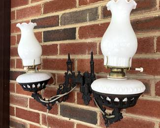 Electric-converted antique oil lamps