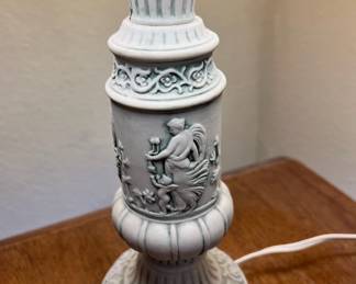 Grecian Themed White Table Lamp