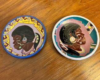 Paraguay Pottery Plates Signed R.C. Laterza
