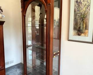 Wood Framed Curio Cabinet with Domed Face