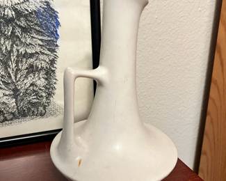 White Mid-Century Hyalyn Pottery Vase/Pitcher

