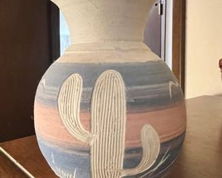 Mexican Pottery with Desert Scene by Acevioza
