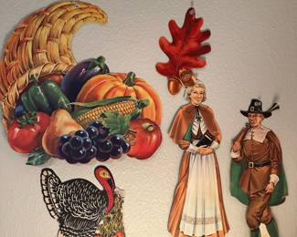 Circa 1960's - 1980's Paper Die Cut Thanksgiving Decorations