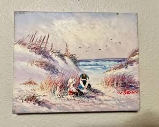 Beach Scene Oil Painting by W. Brian
