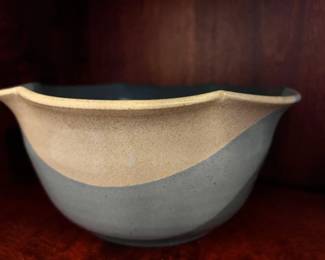 JS Pottery Tan/Gray Centerpiece Bowl