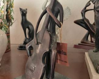 Brass Sculpture of "Man Playing Cello" Made in India