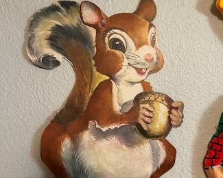 1960s Dennison Brand Squirrel Cardboard Decor