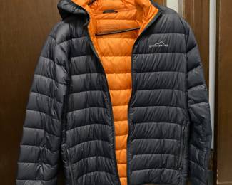 Men's Black/Orange Eddie Bauer Cirruslite Puffer Coat
