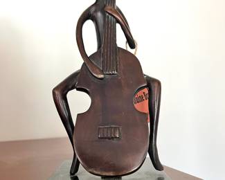 Brass Sculpture of "Man Playing Cello" Made in India