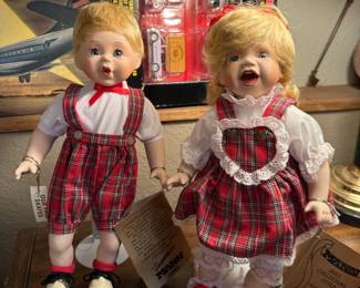 Seymour Mann "Our First Skates" Porcelain Twin Boy/Girl Dolls