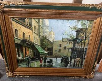 Framed Canvas Print "Place From a Knoll Montmartre" by Edouard Cortes