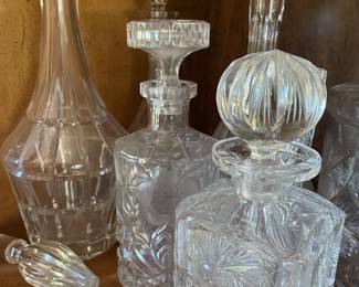 Crystal Decanter with Pinwheel Design, Pressed Glass Decanter with Rose Design, Crystal Whiskey Decanter