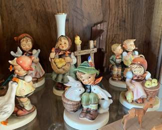 Hummel Goebel "Playmates" Figurine - #58, Hummel Goebel "Chick Girl" Figurine - #57, Hummel Goebel "Goose Girl" Figurine - #47, Hummel Goebel "Chicken Licked" Figurine - #385