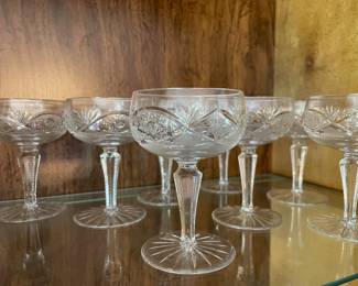 Set of 8 Cut Crystal Wine Goblets