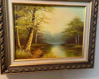 Framed Landscape/Creek Oil Panting by Phillip Cantrell