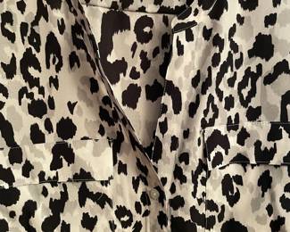 Calvin Klein Black Gray Leopard Print Button Up Blouse