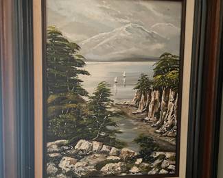 Framed Seascape Oil Painting