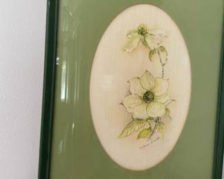 Framed and Matted Dogwood Artwork by Helen Smith