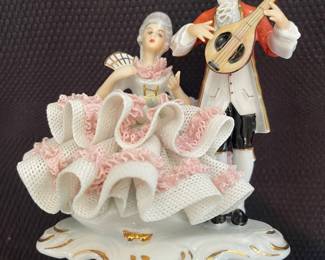 Dresden Porcelain Lace Courting Couple Figurine  