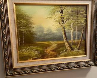 Framed Landscape/Creek Oil Panting by Phillip Cantrell