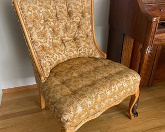 Hollywood Regency Gold Pattern Slipper Chair
