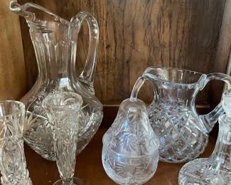 Avitra Crystal Pear Jar, Crystal Pitchers, Crystal Bud Vases
