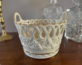 Lenox Porcelain Basket Trinket Dish