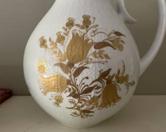 Rosenthal Studio Line Porcelain Pitcher with Gold Floral Pattern