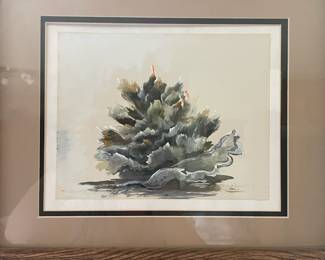 Framed & Matted "Coral" Oil Painting by E. Madden