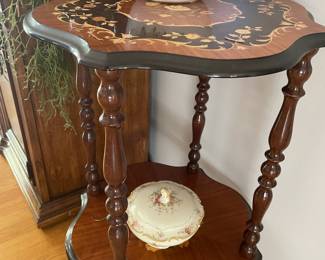  Italian Marquetry Two Tier Side Table