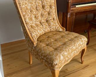 Hollywood Regency Gold Pattern Slipper Chair