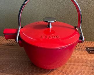Staub Red Cast Iron 1-qt Round Tea Kettle