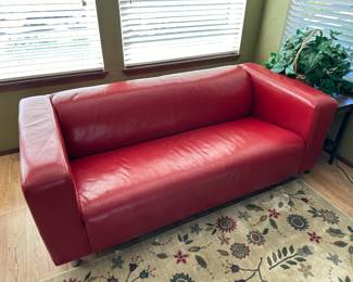 Contemporary Red Leather Couch 