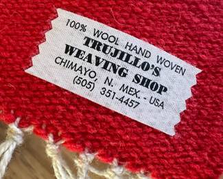 Trujillo's Weaving Shop 100% Wool Chimayo Red Mat/Rug