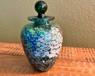 Spring Flowers Blown Glass Bottle Paperweight/Perfume Bottle