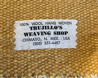 Trujillo's Weaving Shop 100% Wool Chimayo Yellow Throw Rug Runner