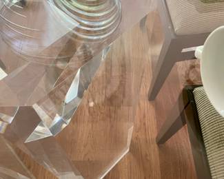 Beautiful Vintage Acrylic Dining Room Table with Glass Tabletop 