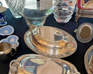 Silver plate covered serving