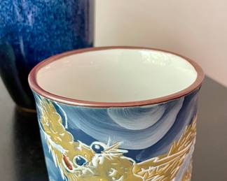 Asian Hand Painted Yunomi Dragon cup