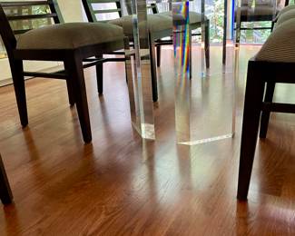 Beautiful Vintage Acrylic Dining Room Table with Glass Tabletop 